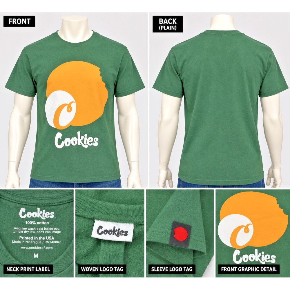 Cookies SF Mens Medium Green Big Logo Graphic T Shirt Streetwear Tee NWOT